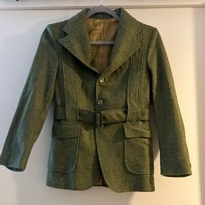Vintage 1960s Santone Green Wool
Belted Jacket XS